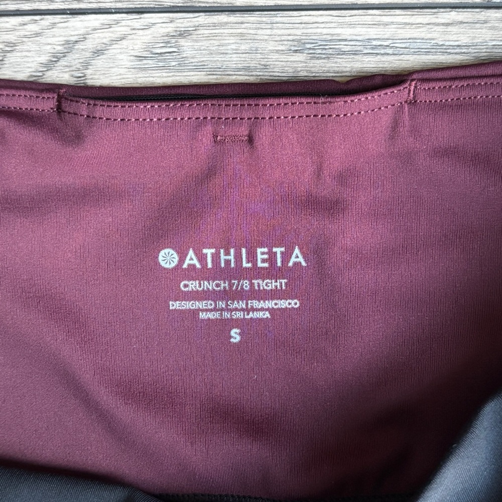 Athleta Crunch Colorblock 7/8 Length Tight Leggings Supersonic Black Burgundy S - Picture 4 of 13